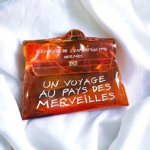 Hermes Orange Vinyl Souvenir De L'Exposition Kelly Bag